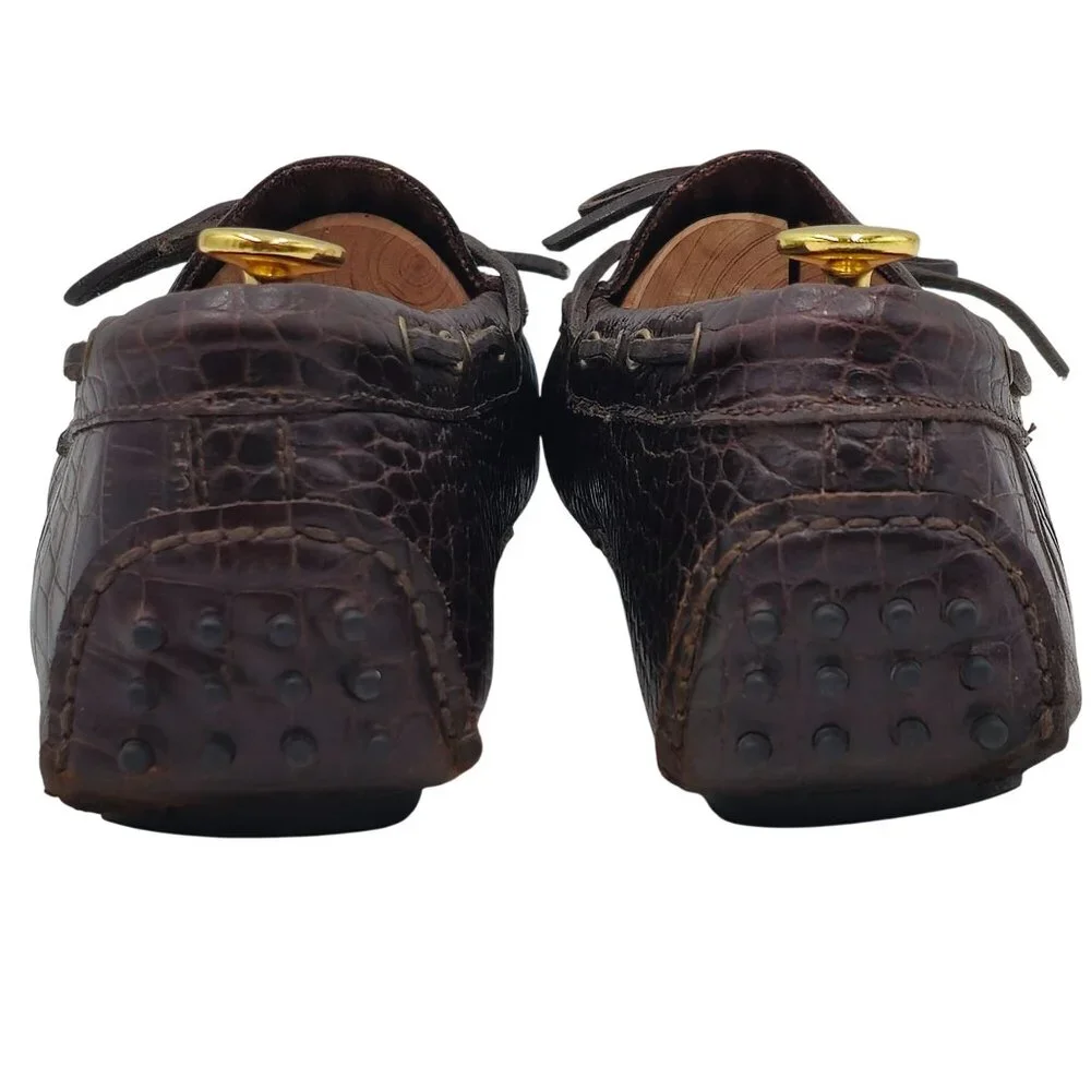 Cole Haan Men's 12D Brown Crocodile Embossed Leather Dress Shoes Driving Loafers - Picture 6 of 10